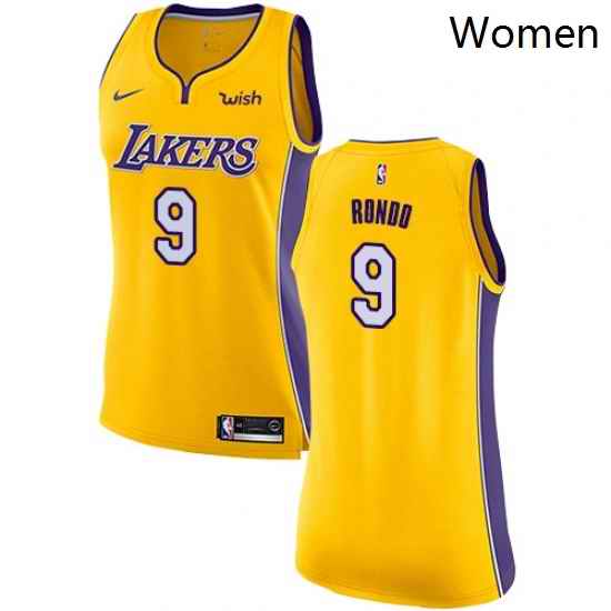 Womens Nike Los Angeles Lakers 9 Rajon Rondo Swingman Gold NBA Jersey Icon Edition